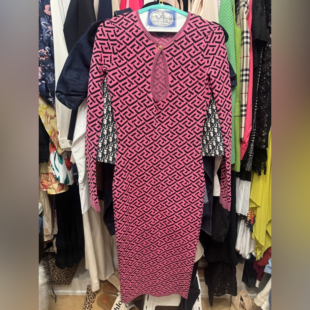 VERSACE La Greca Signature Jacquard Midi Dress Size 36 (XS/S)